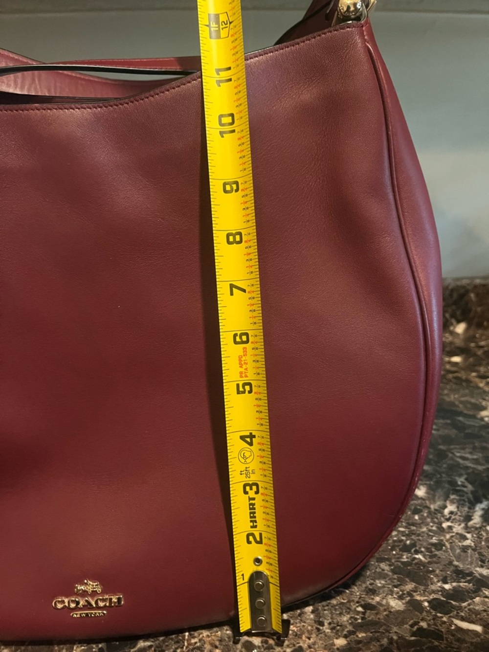 Coach Leather Shoulder Hobo Bag in Deep Wine - Picture 11 of 12